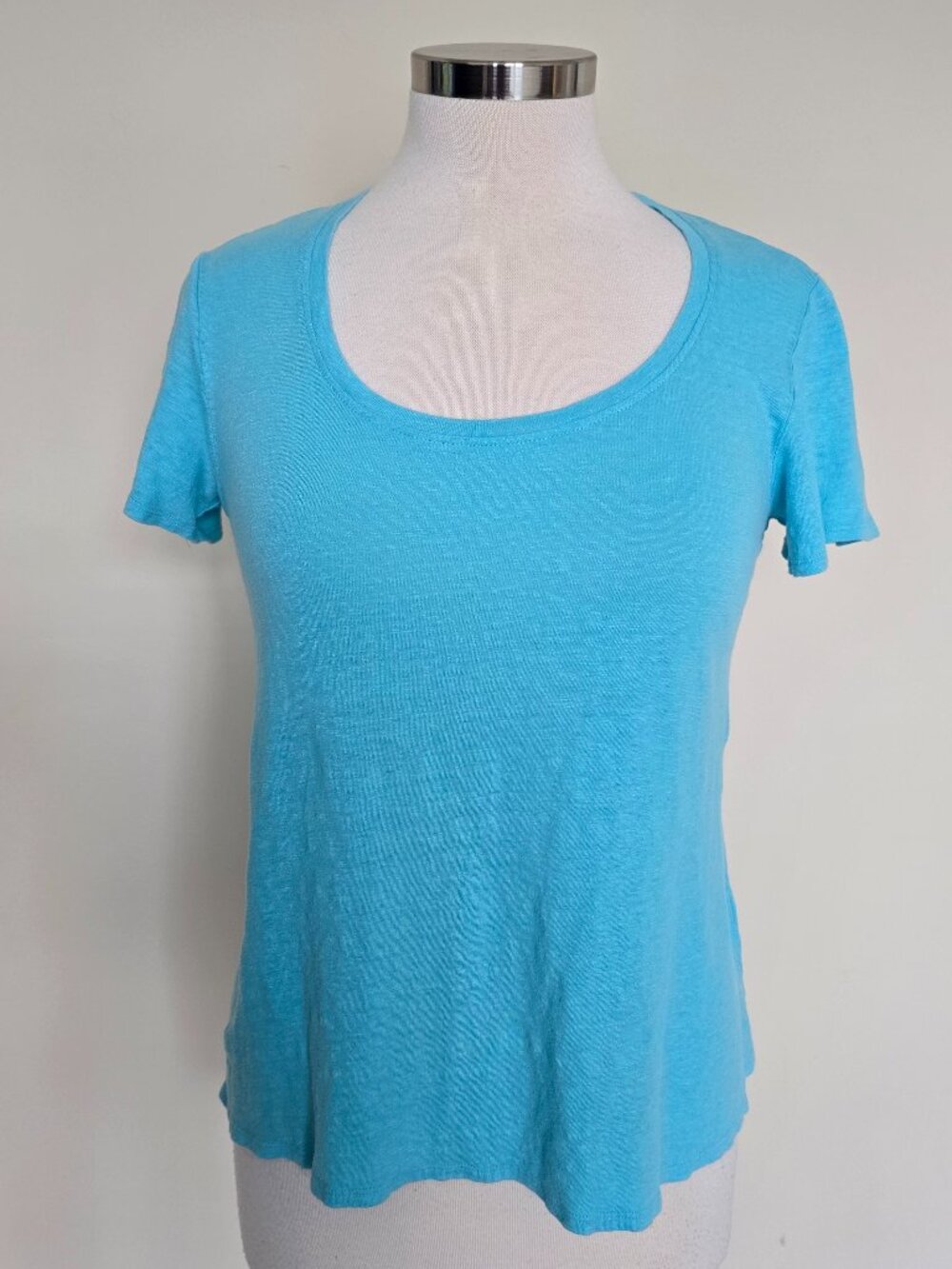 Eileen Fisher Size XS Extra Small Aqua Turquoise Short Sleeve Round Neck Tee